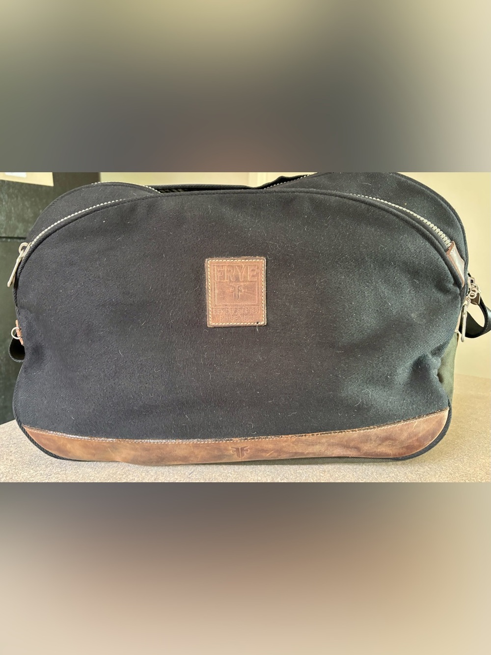 Authentic Frye Canvas & Genuine Leather Duffle / Weekender Travel Bag